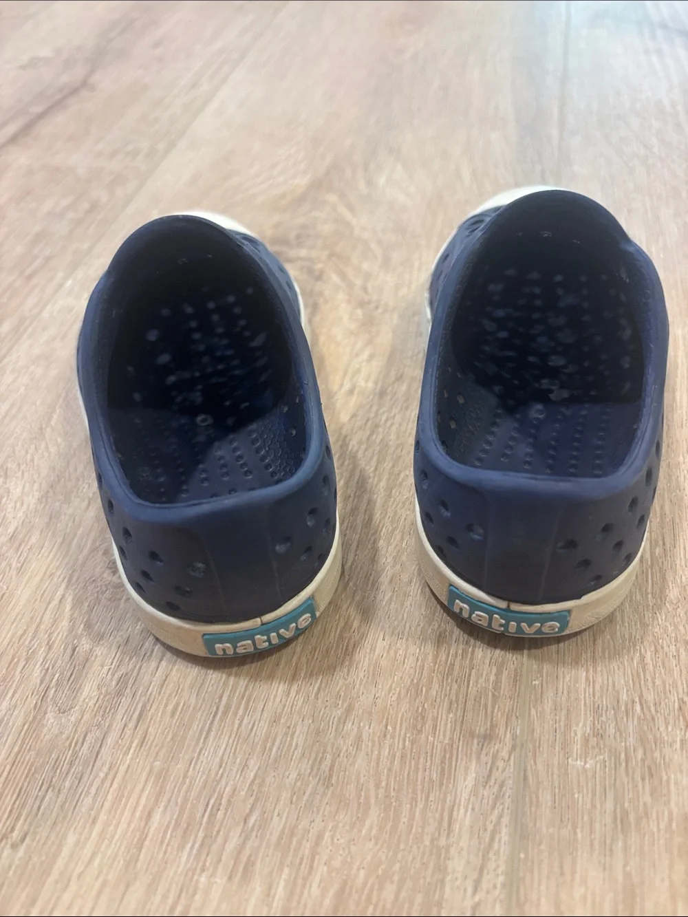 Native Kids Water Shoes in Navy with White Toe